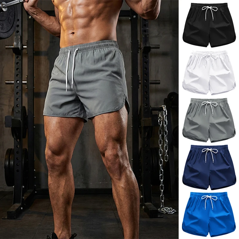

Men's Gym Workout Running Shorts Summer Athletic Quick Dry Breathable Shorts with Drawstring Elastic Waist Split Hem Activewear