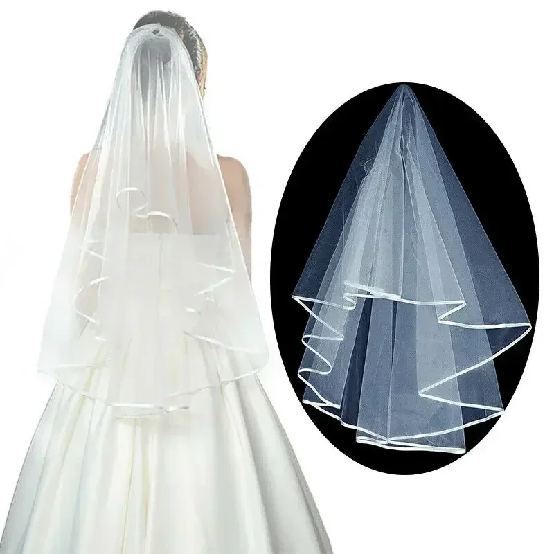 Wedding Veil White Ivory Bridal Two Layers First Holy Communion Party