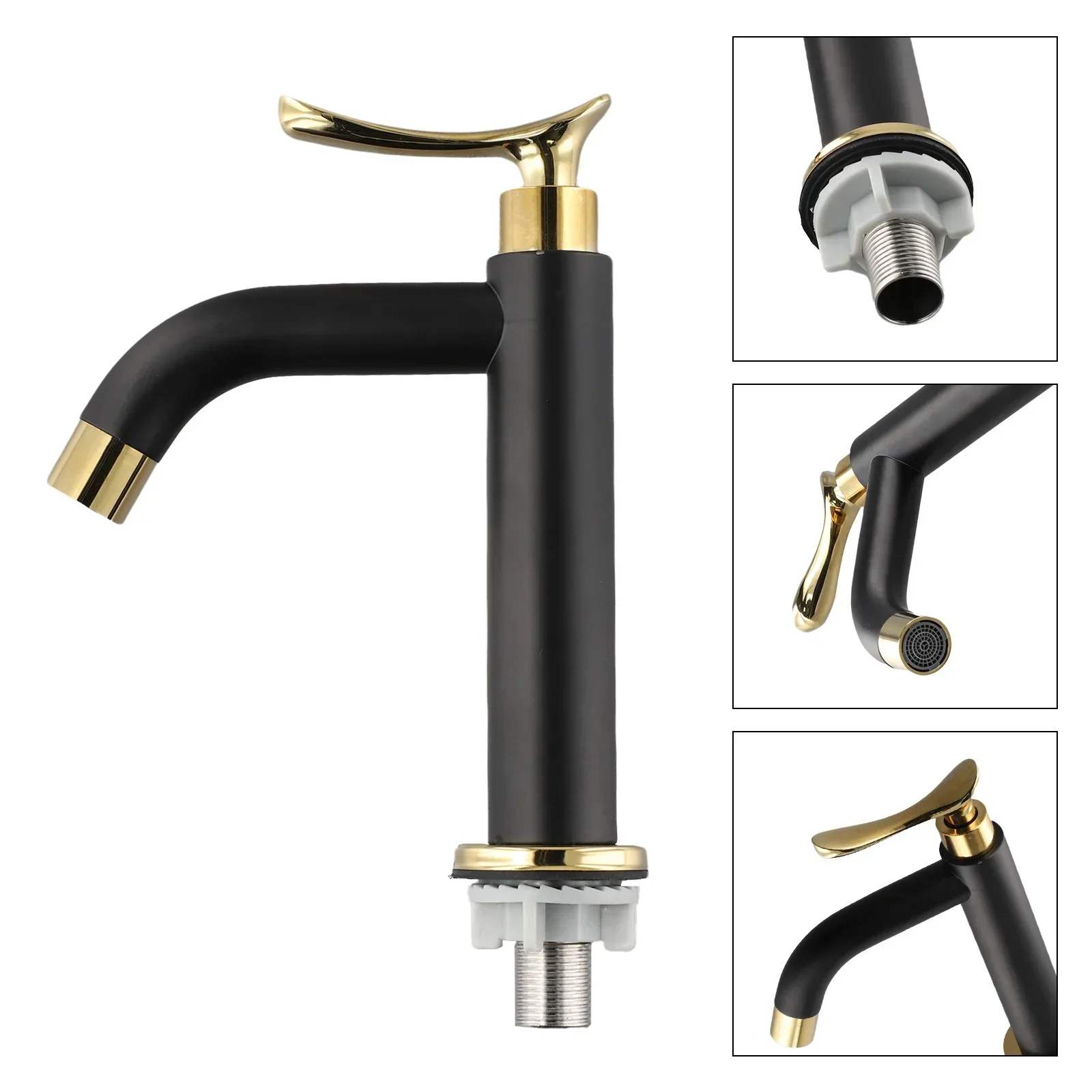 Sink Faucet Faucet Single Handle Faucet Black Gold Consistent Water Flow 304 Stainless Steel Single Cold Water