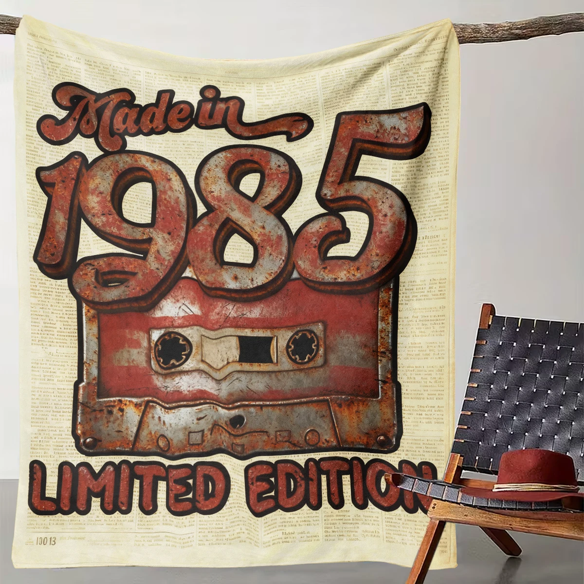 

1 Piece of 1985 Vintage Cassette Tape Nostalgic Style Blanket, 80s Nostalgia Living Room Decoration Blanket