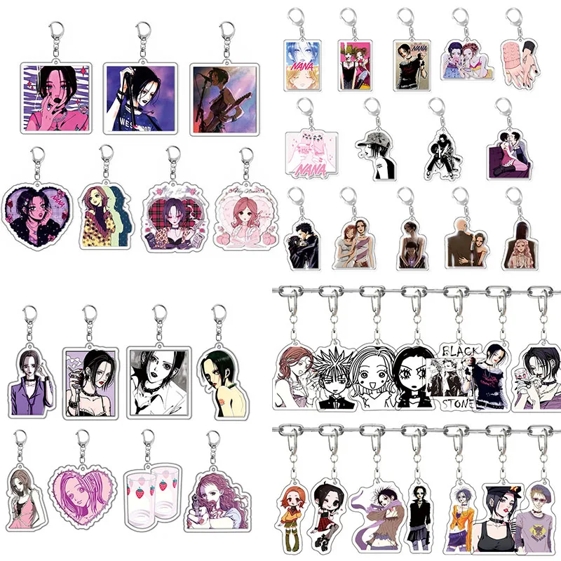 20pcs/lot Wholesale Anime Nana Keychain Arcylic Pendant Key Chain Cosplay Car Key Chain Pendant Jewelry For Girls Women  Gifts