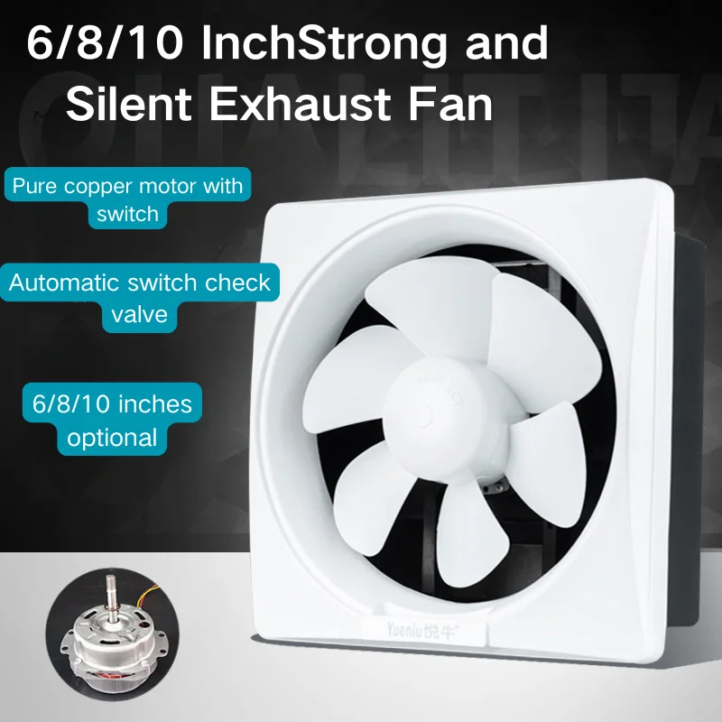 6/8/10 Inch Powerful Silent Ventilation Fan Exhaust Fan Wall Exhaust Fan Kitchen Household Silent Bathroom Window Exhaust Fan