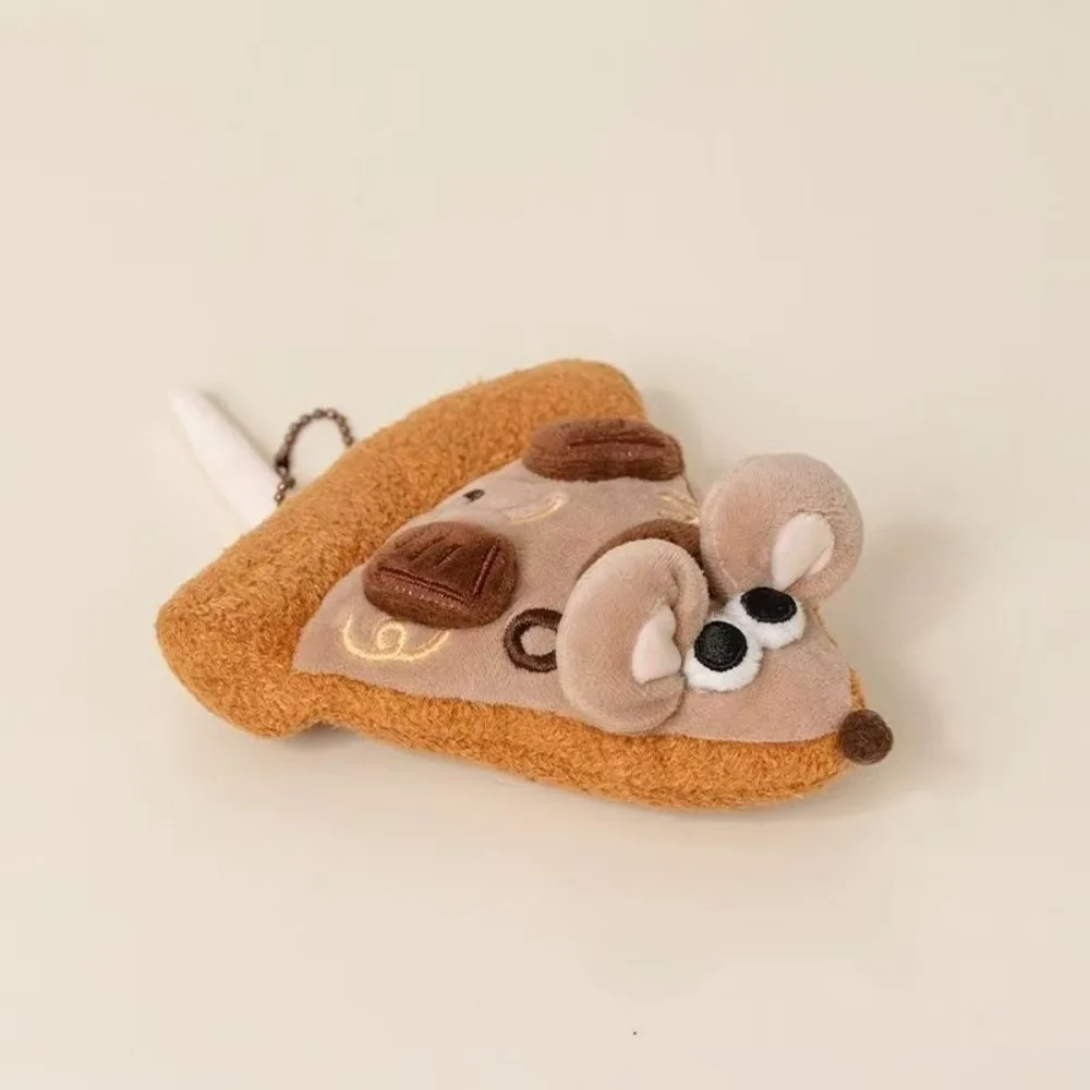 High Quality Soft Pizza Mouse Keychain Exquisite Embroidery Red Color Pizza Cute Pizza Slice Charm
