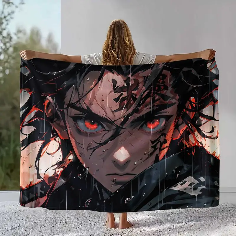 Demon Slayer Kimetsu no Yaiba Tanjiro Nezuko Anime Soft Flannel Throw Blanket,Cozy Warm Blanket for Bed,Sofa,Living Room,Picnic