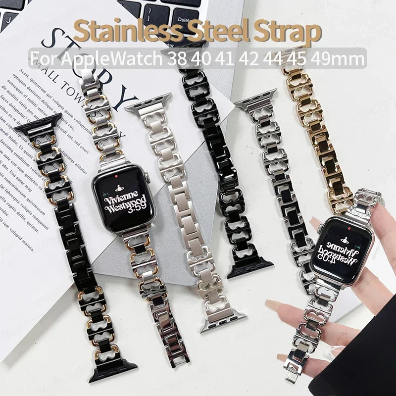 

Luxury Metal Strap for Apple Watch Band Ultra 2 49mm Series 7 8 9 45mm 41mm Starlight Wristband for iWatch 6 5 4 3 SE 40mm 44 38