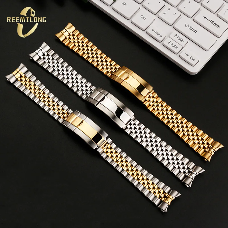 Stainless steel watch strap 20mm Arc interface metal Jubilee silver gold men women watchband For Rolex Oyster Perpetual Datejust