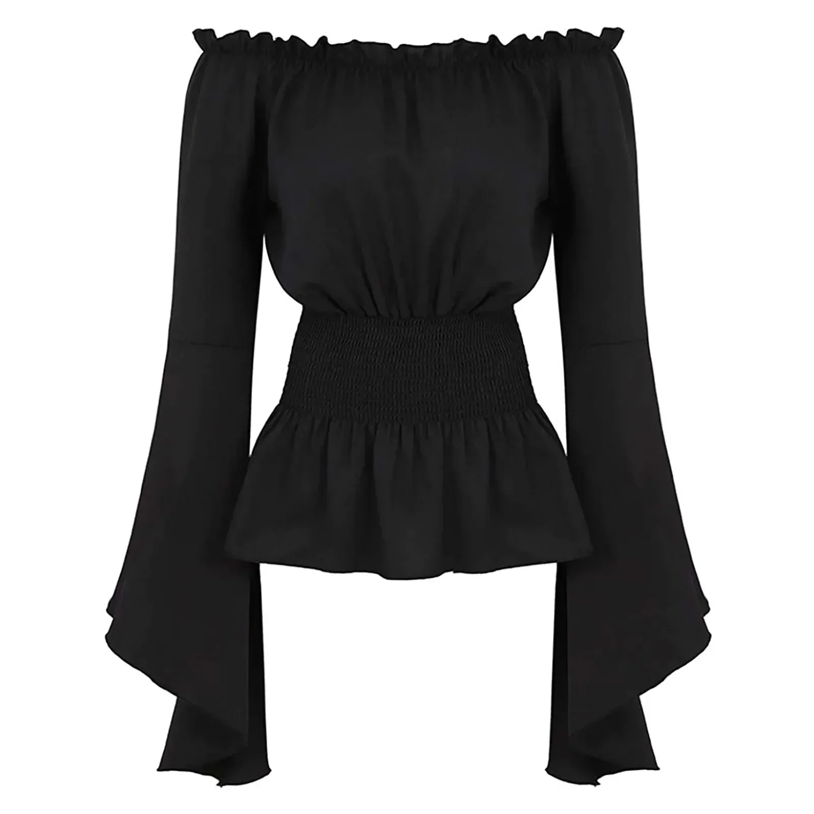 

Medieval Shirt For Womens Elegant Tops Sexy Off Shoulder Flare Sleeve Blouse Top Vintage Gothic Shirt Club Party Woman Clothing