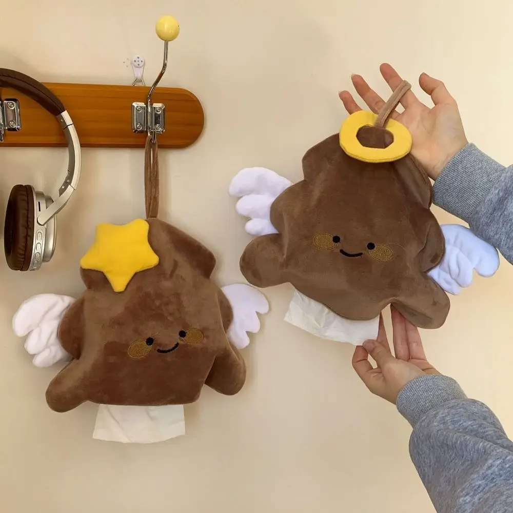 Creative Hanging Napkin Holder Zipper Closure Hangable Hanging Tissue Case Decorative Cartoon Towel Paper Holder for Car Use