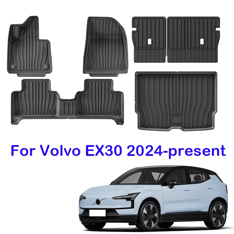 Car Floor Mats For Volvo EX30 2024 2025 Cargo Liner Mat Backseat Protectors Waterproof Non-slip Foot Pad LHD TPE Car Carpets