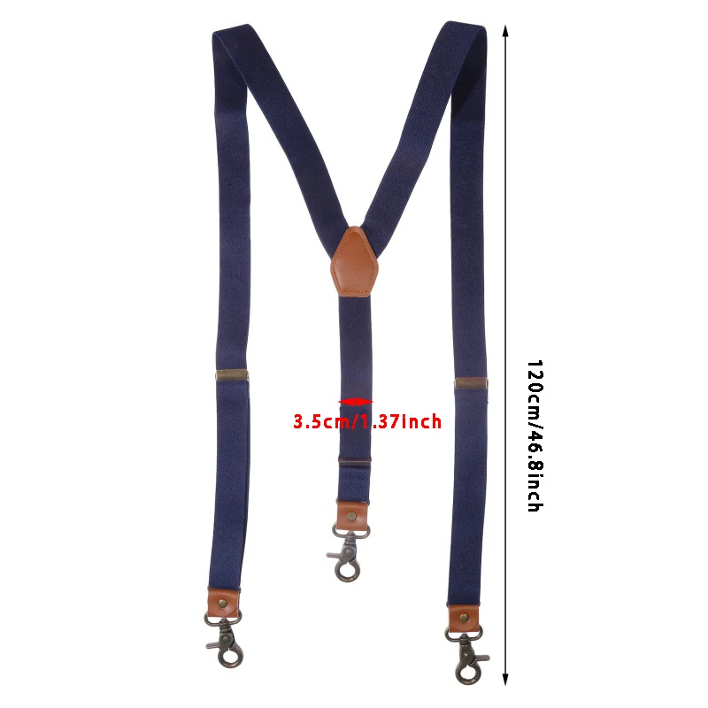 ﻿Multiple Adult Three Clip Y-shaped Antique Copper Buckle Shoulder Straps Men Women Elastic High Elasticity Pant Suspender Strap