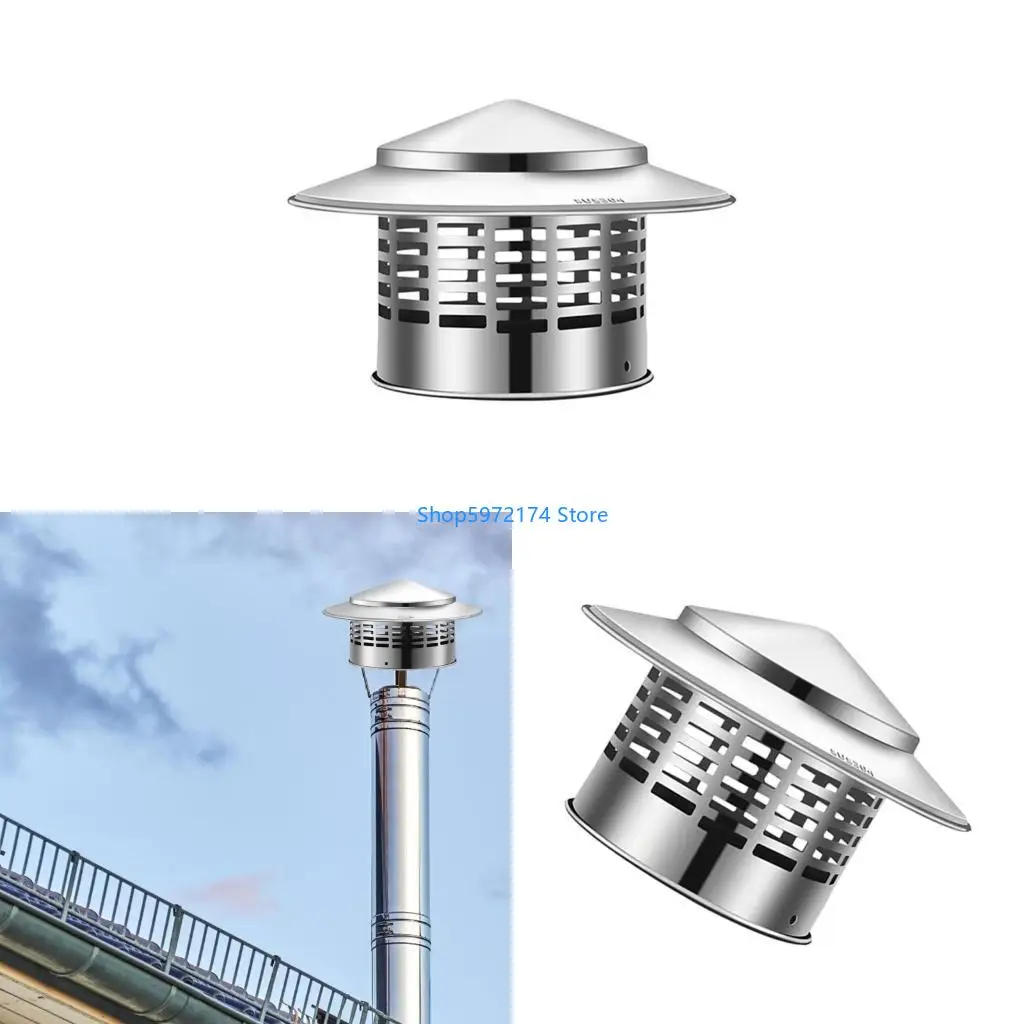 Y3NB Stainless Steel Chimney Cover with Screen Stove Pipe Chimney Caps All Weather Rain Caps Fireplaces Exhaust Caps Enduring
