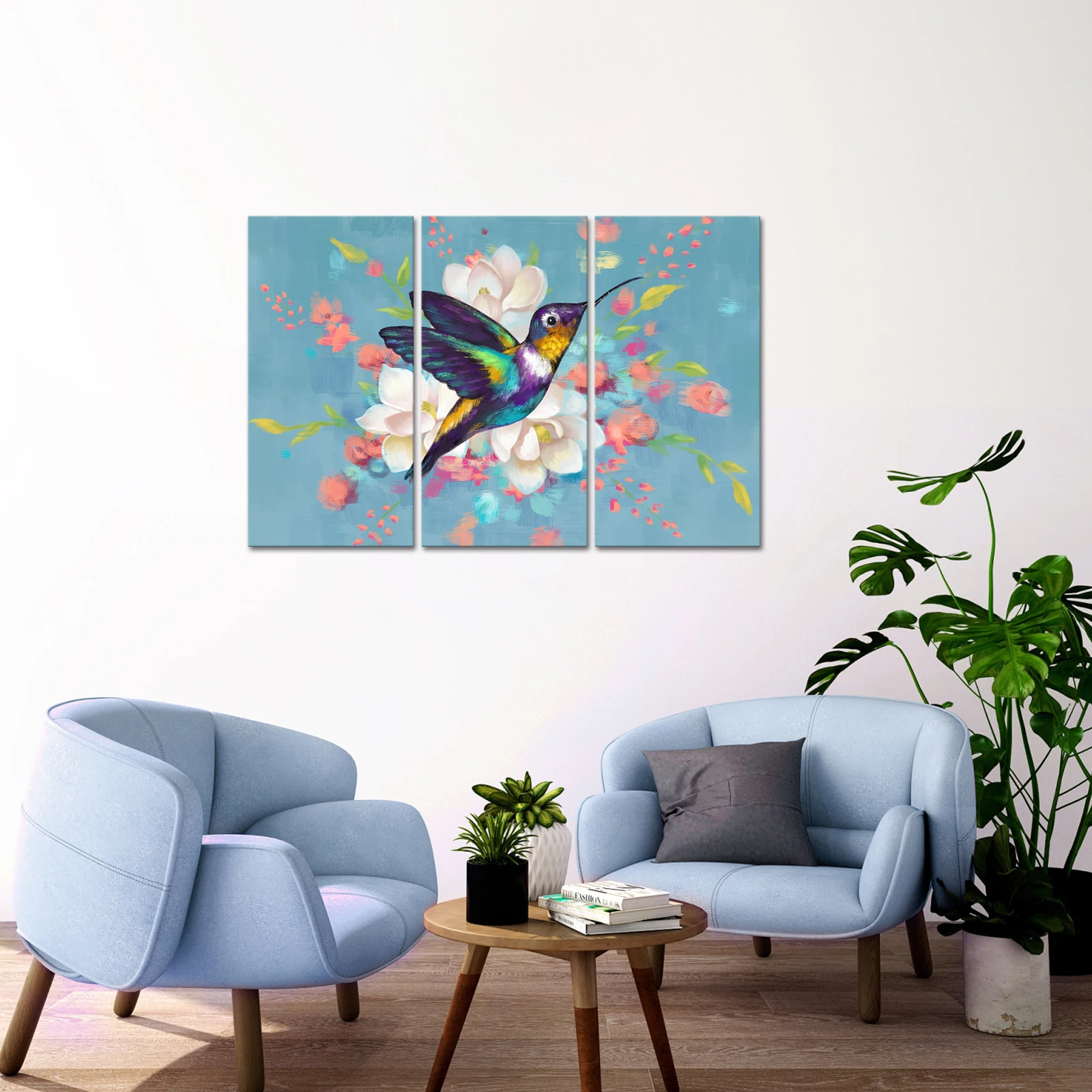 3 Pieces Colorful Bird Home Decor Poster Abstract Flowers Print Canvas Painting Modern Style Picture Living Room Wall Art