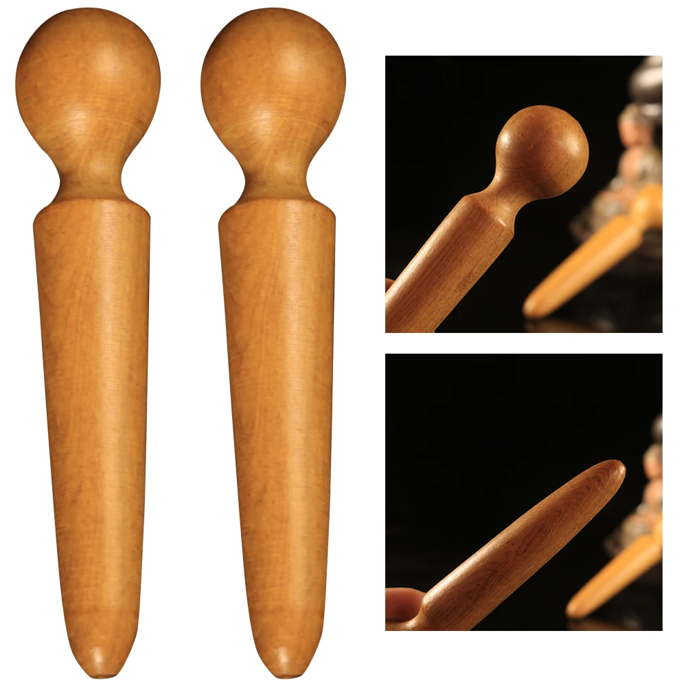 2 قطعة قضيب تدليك خشبي خفيف الوزن مدلك الجسم للساقين والذراعين والظهر والرقبة والخصر أداة تخفيف نقطة الوخز بالإبر قضيب تدليك خشبي