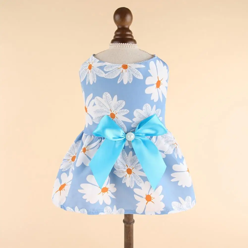 Lovely Pet Skirt Easy-wearing Button Closure Floral Printing Soft Touch Puppy Clothing  Cat Costume Decorative