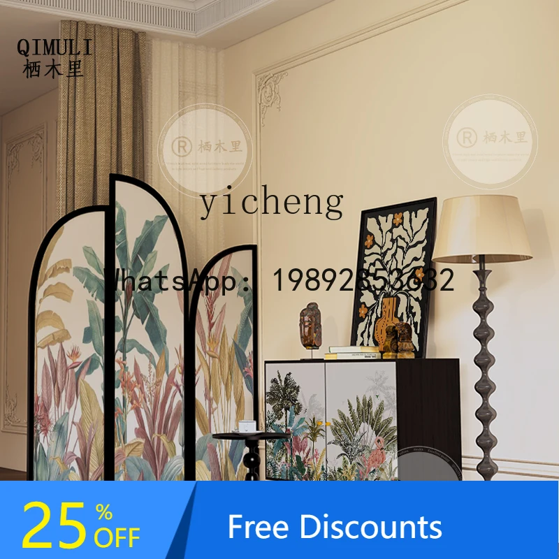z7  French flower and bird jungle entrance cabinet household wall integrated solid wood dining side cabinet solid wood aisle