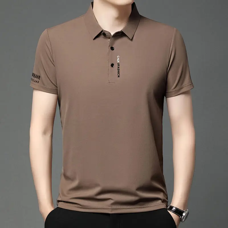 2024 Short Sleeved Men's High-end Summer T-shirt Business Affairs Short Sleeve Turn-down Collar Pullovers Fashion Formal Tops