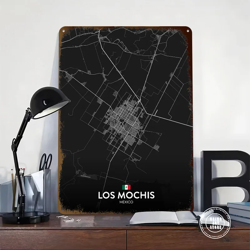 Los Mochis MX Tinplate Posters Customizable Wall Art Retro Vintage Metal Signs for Home Room Office Decoration Gaming Wand Deko