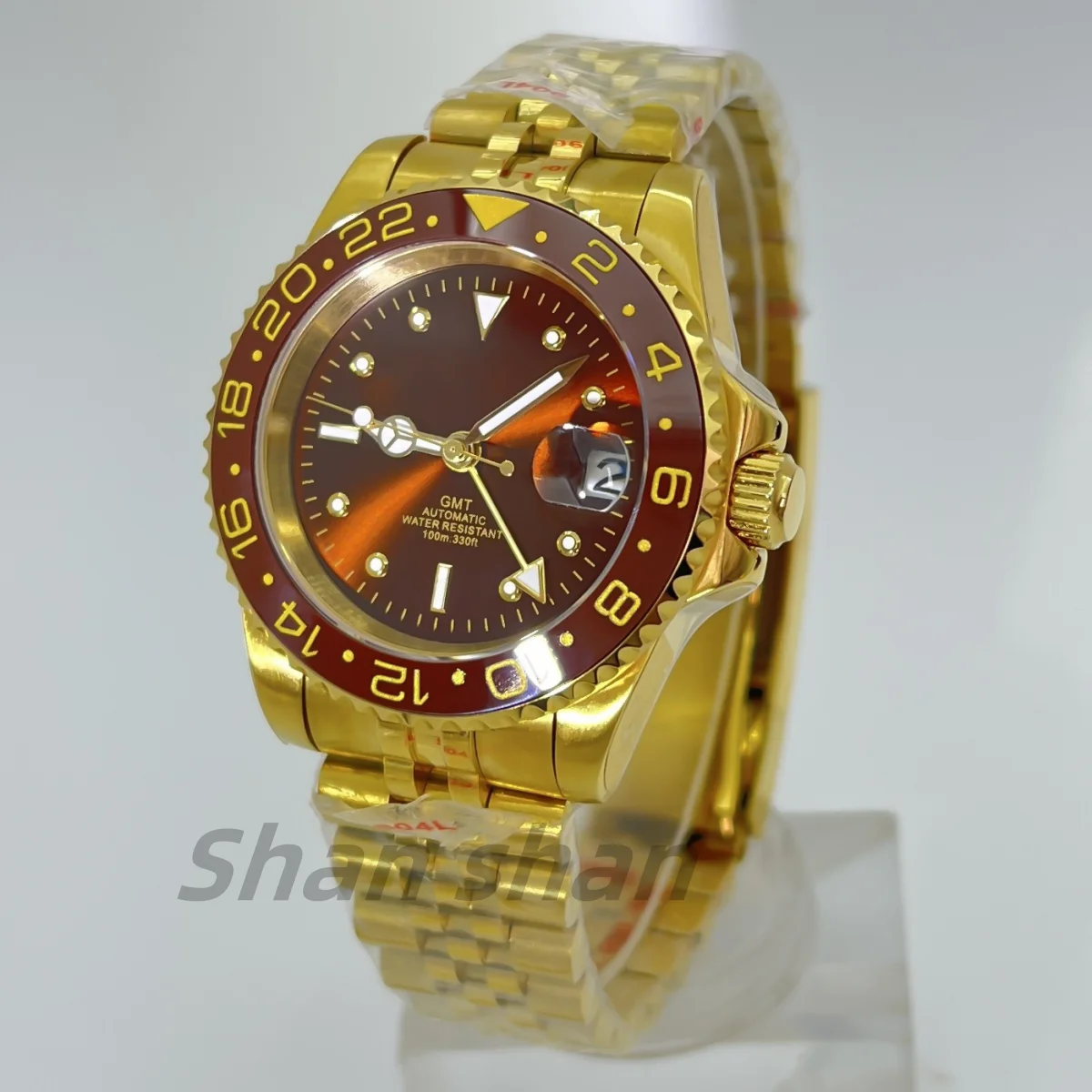 

NH34 GMT Men's luxury automatic Mechanical watch ceramic bezel sapphire glass 40MM stainless steel bracelet green luminous watch