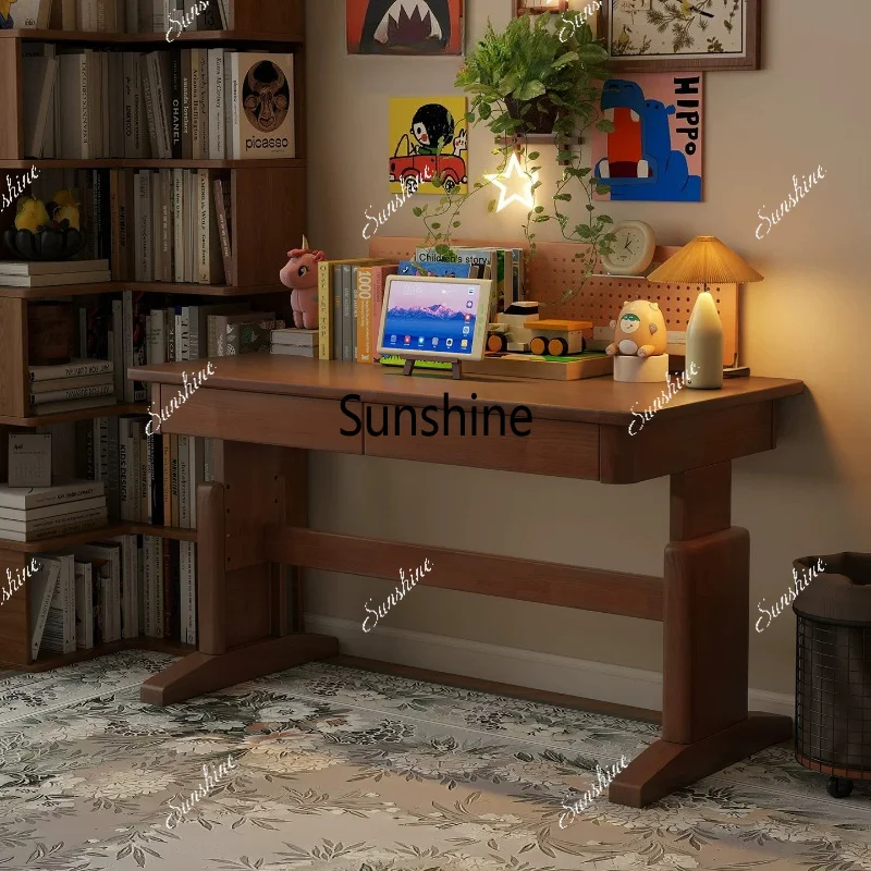 

Solid wood desk household lifting study table bedroom bedside simple writing table