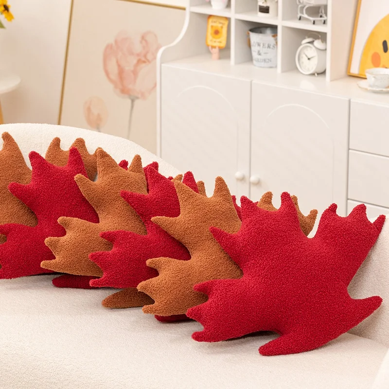Stuffed Canadian Flag Maple Leaf Pillow Plush Red Plant Leaves Sofa Decor Cushion Gift for Home