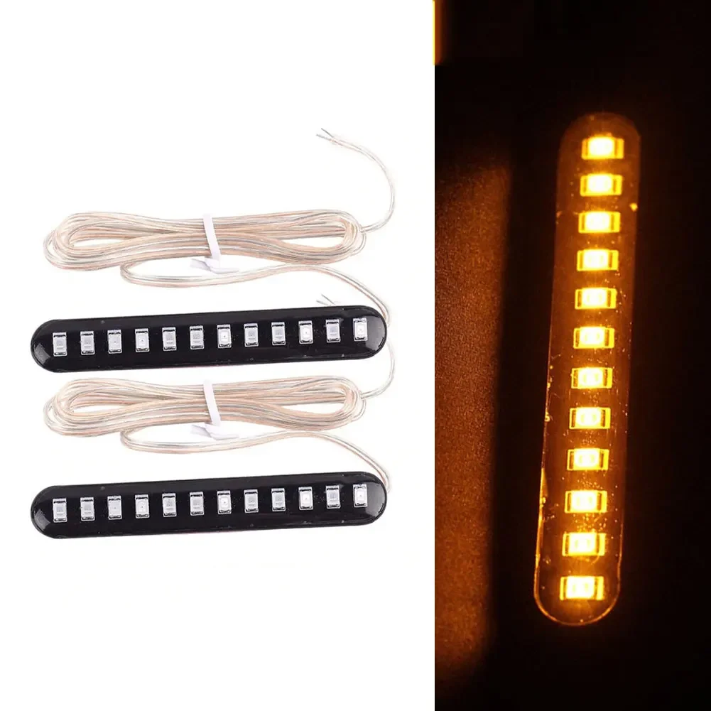 Luces LED de giro para motocicleta, 2 piezas, 12 Led, cc 12V, IP68, impermeable, agua corriente, tiras de coche