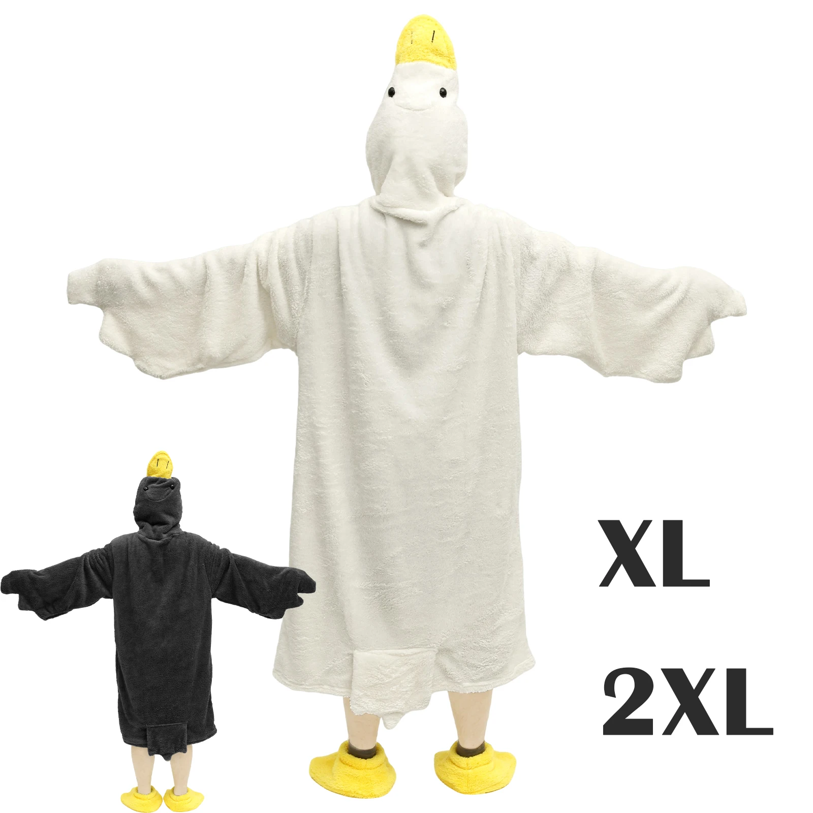 Cute Goose Hooded Robe Thick Coral Fleece Loose Goose Sleepwear Cartoon Sleepwear Cosplay Duck Home Clothes Daily Loungewear