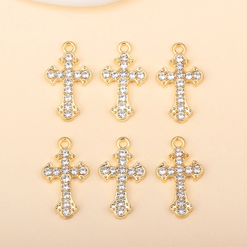 10Pcs High Quality Zircon Cross Pendant Necklace for Jewelry Making Women Girl Punk Party Gift Fashion Crystal Chain Accessories