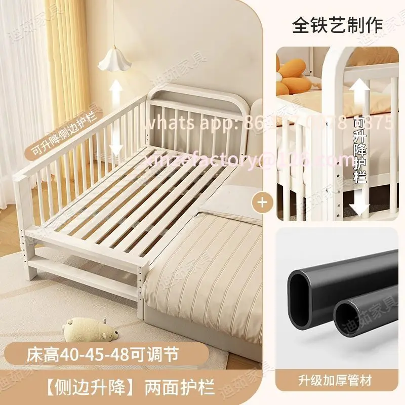 Customizable Children's Bed Wide Baby Home Baby with Guardrail Bedside Girls Single  Splicing