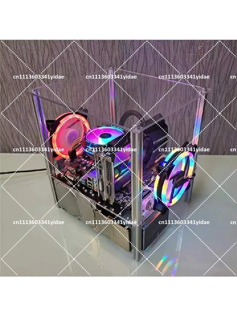 Fully transparent acrylic horizontal desktop computer case, personalized and creative open case