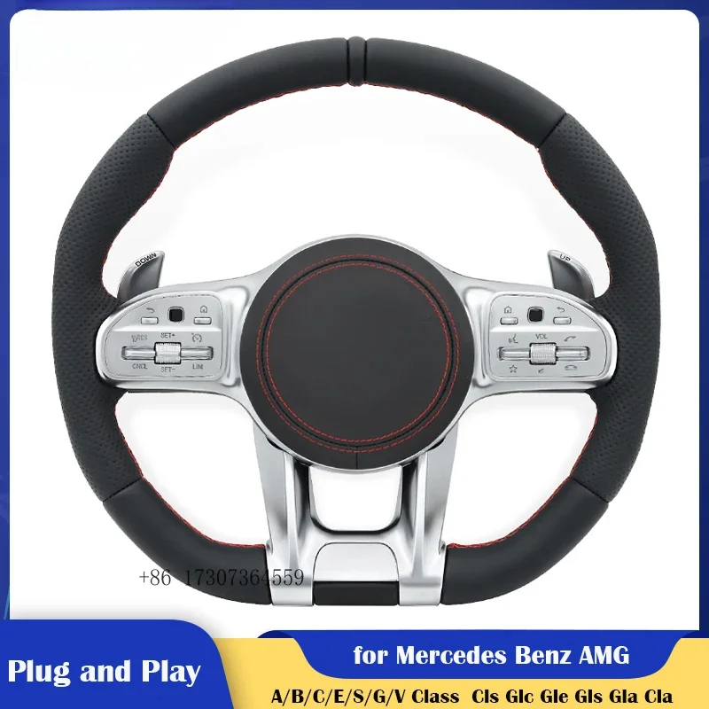 

Car Steering Wheel with Red Stiching for Mercedes Benz AMG W177 W169 W168 W210 W213 W204 W205 GLA GLC GLB GLS CLS CLA SLK