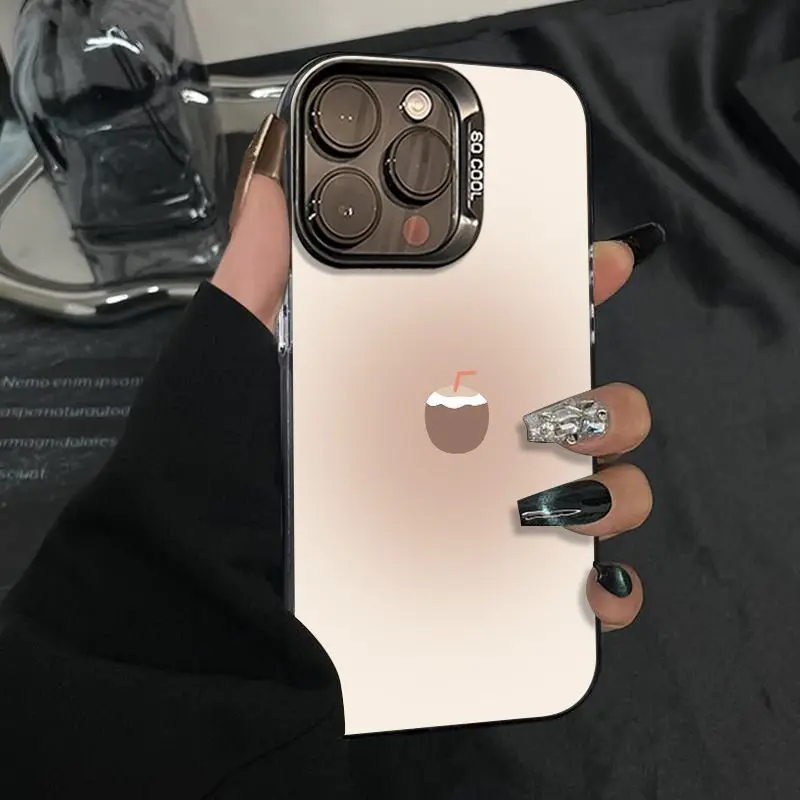 

Simple little coconut pattern phone case for iPhone 16 15 14 13 12 11 Pro/ Max/Plus shock-proof rear cover anti-fingerprint