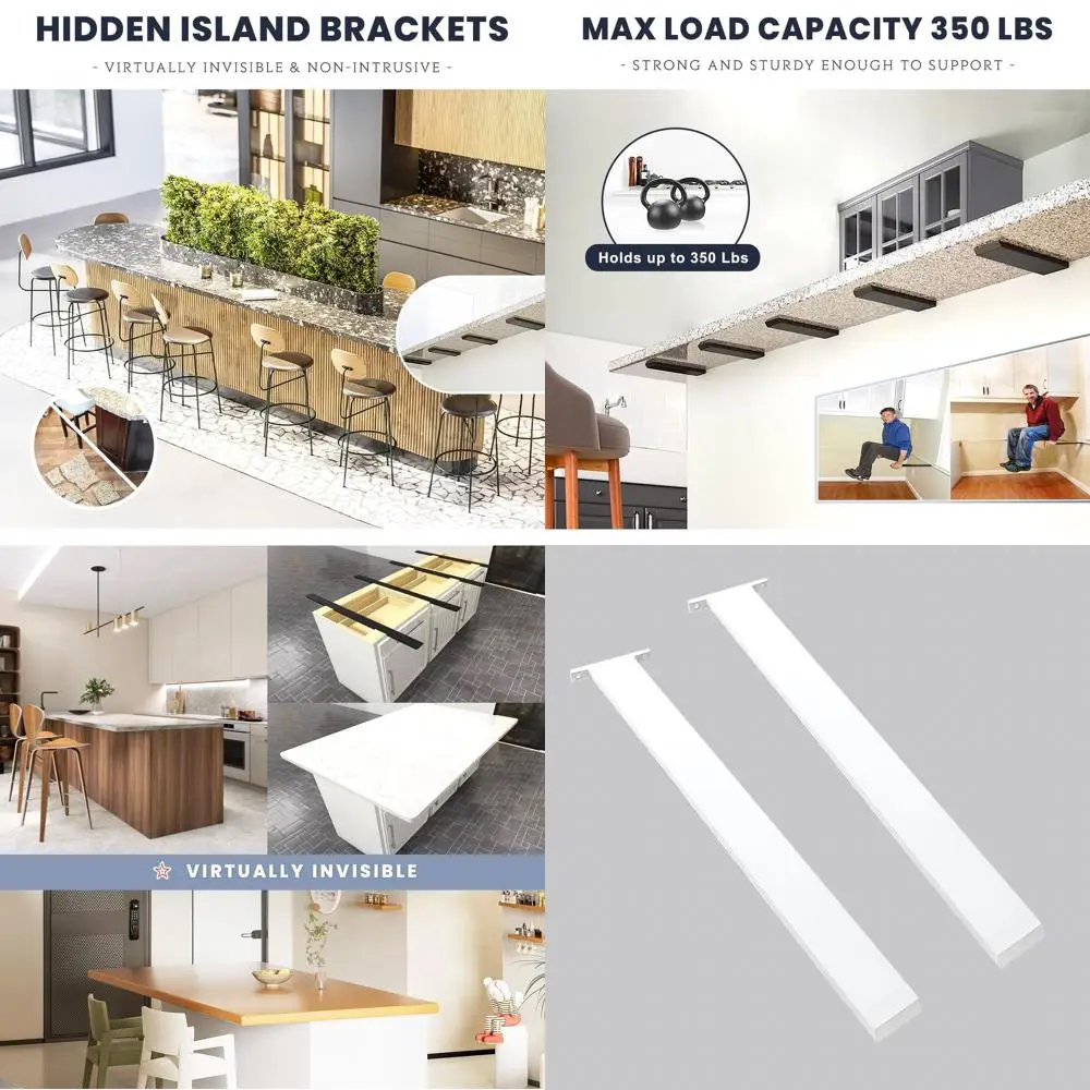 

White 2-Pack 20 Inch Heavy Duty Island Countertop Support Brackets for Granite, Quartz, and Wood
