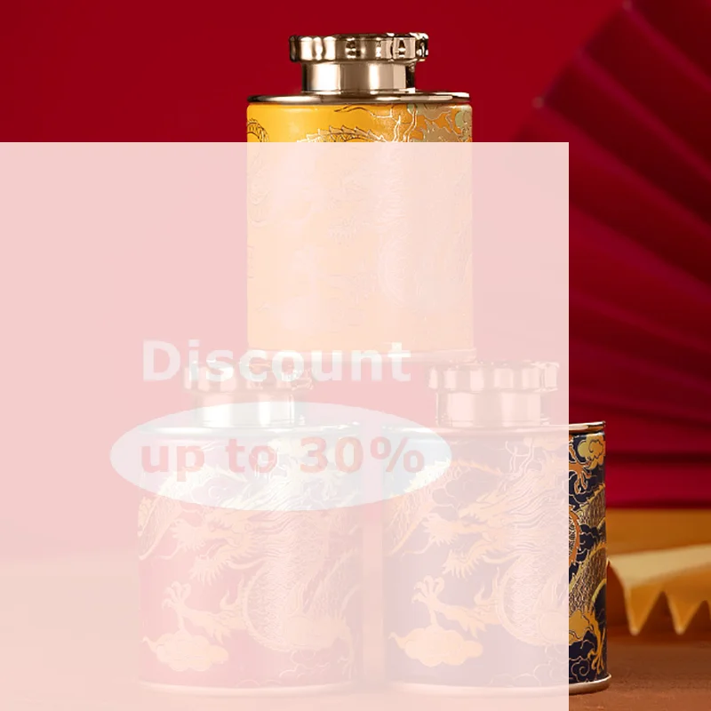 NEW Dragon Mini Empty Tea Tin Can Household Green Black Tea Sealed Jar Portable Travel Small Tea Packaging Box Paper Storage Ca