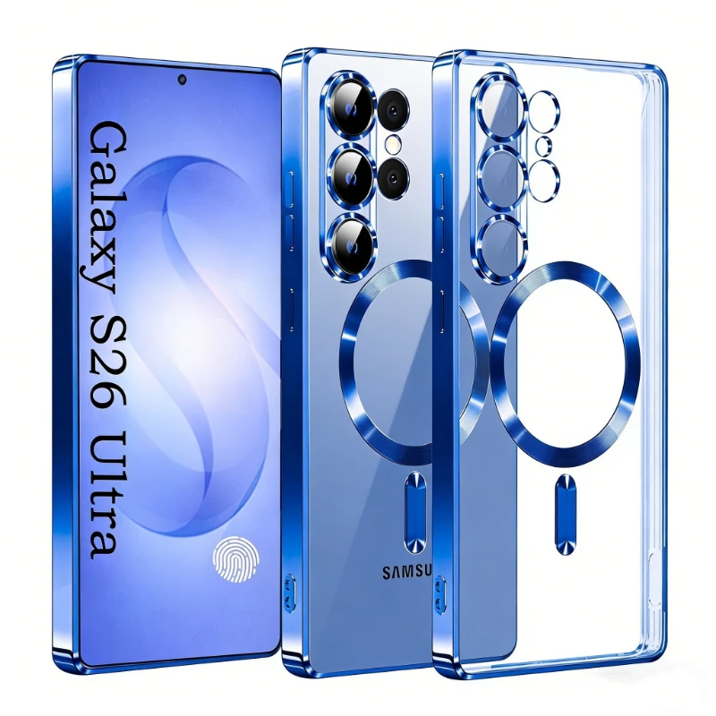 Funda magnética transparente de lujo para Samsung Galaxy S26 S25 S24 S23 S22 S21 Ultra Plus FE Note 20, carga inalámbrica