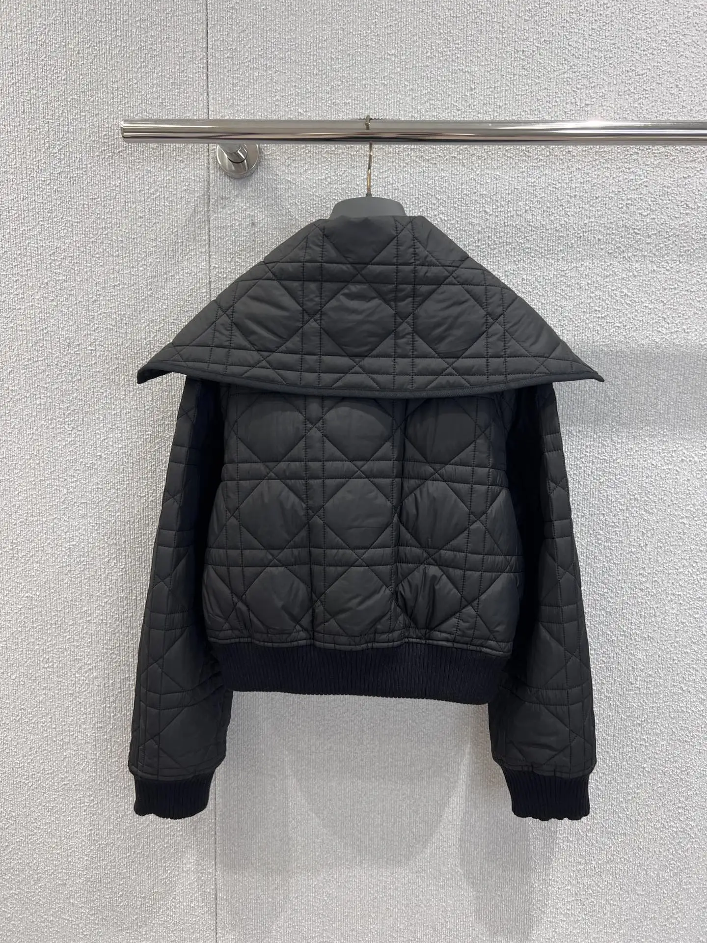 Ele Bee Embroidery Cotton Jaet with Zipper Large Collar Quilted Design Slimming Warmth Women's Faion Commute Wear