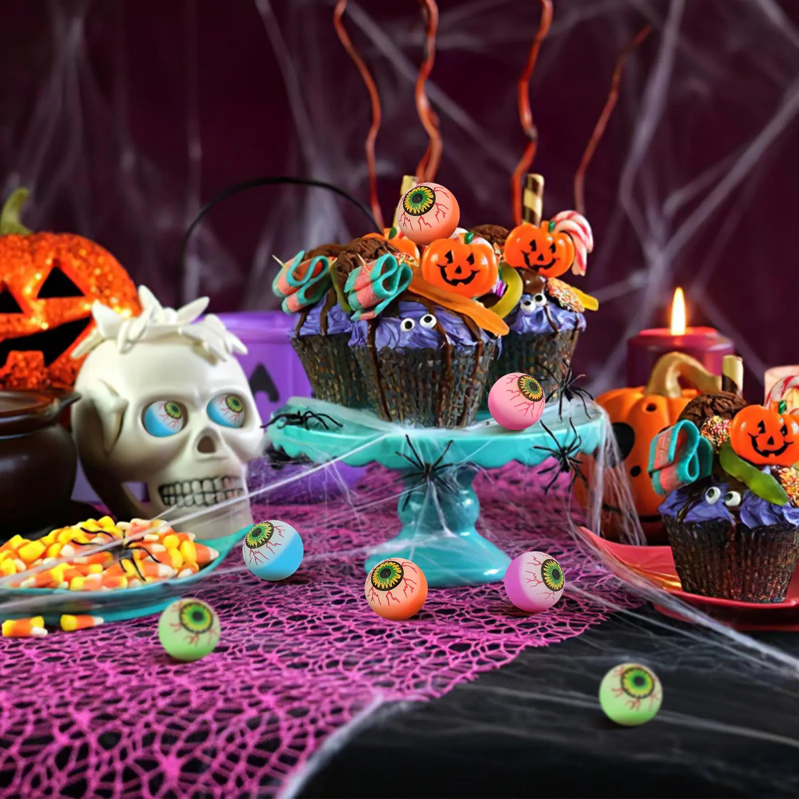Halloweenowe Skaczące Oczy 10 szt. Kolorowe Piłeczki do Skakania dla Dzieci Upominki na Przyjęcia Zabawki Straszne Śmieszne Gadżety Prezent