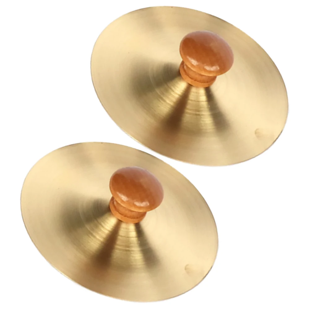 

2pcs Kids Percussion Instrument Finger Cymbals Wooden Handles Mini Musical Toy for Children Party Dance