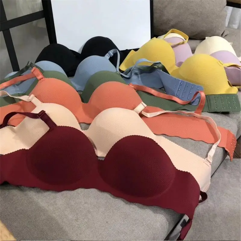 One-piece Girl Seamless Half-cup Underwear Without Steel Ring, Comfortable, Breathable, Thickened Small Chest Push-up Bra