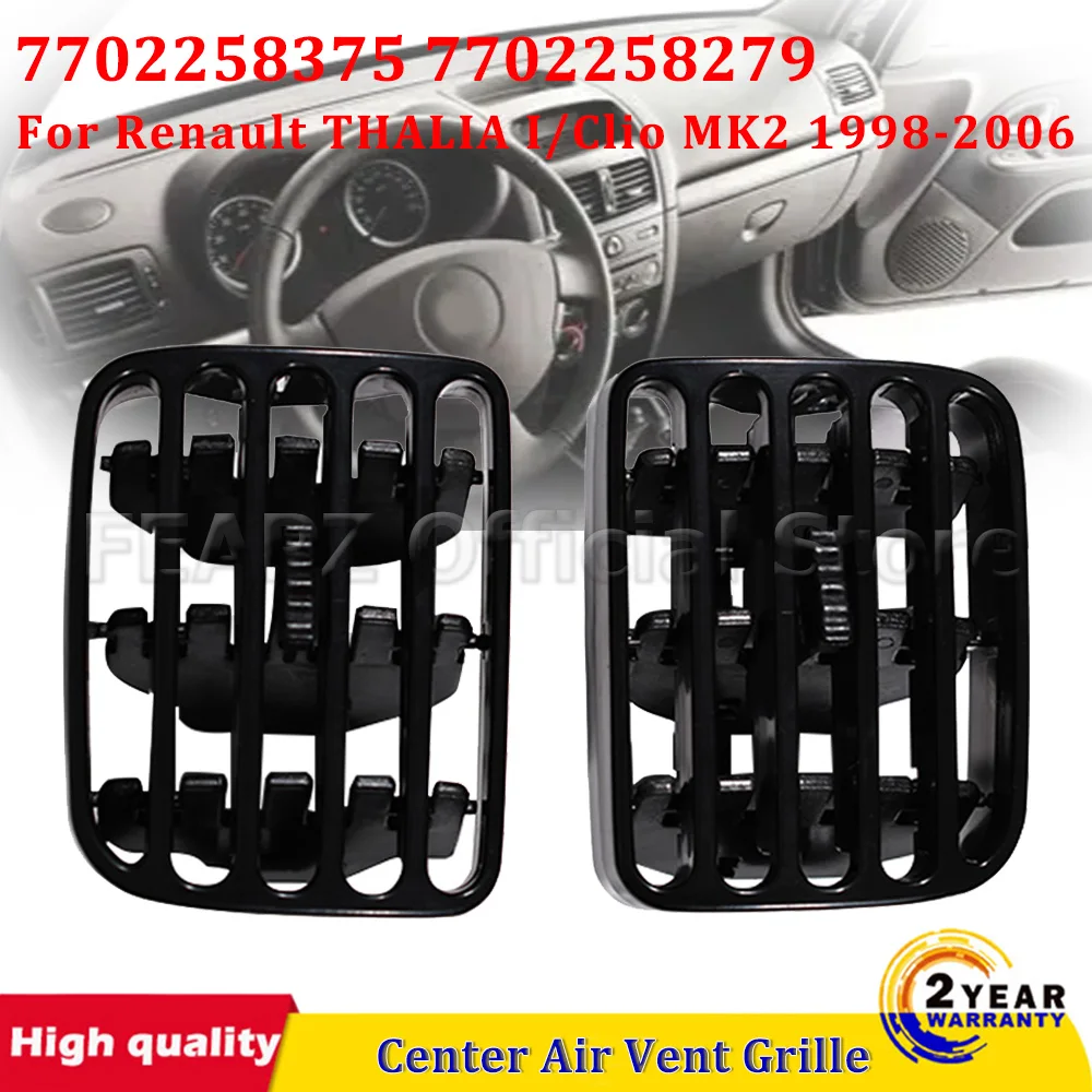 Para Renault THALIA I/Clio MK2 1998-2006 7702258375 7702258279 1 Par de Moldura de Ventilação do Console Central do Carro