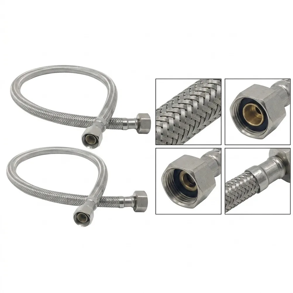 Stainless Steel Faucet Connector Set 2pcs 60cm 40cm Lengths for Kitchen Sink and Bathroom Vanity Lead-Free Certified
