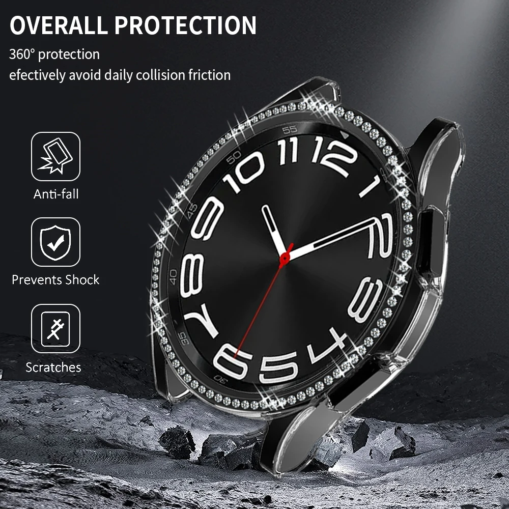 Case+Diamond Bezel for Samsung Galaxy Watch 6 Classic 43mm 47mm Matte Frame Protector Bumper for Watch 6 Classic Accessories