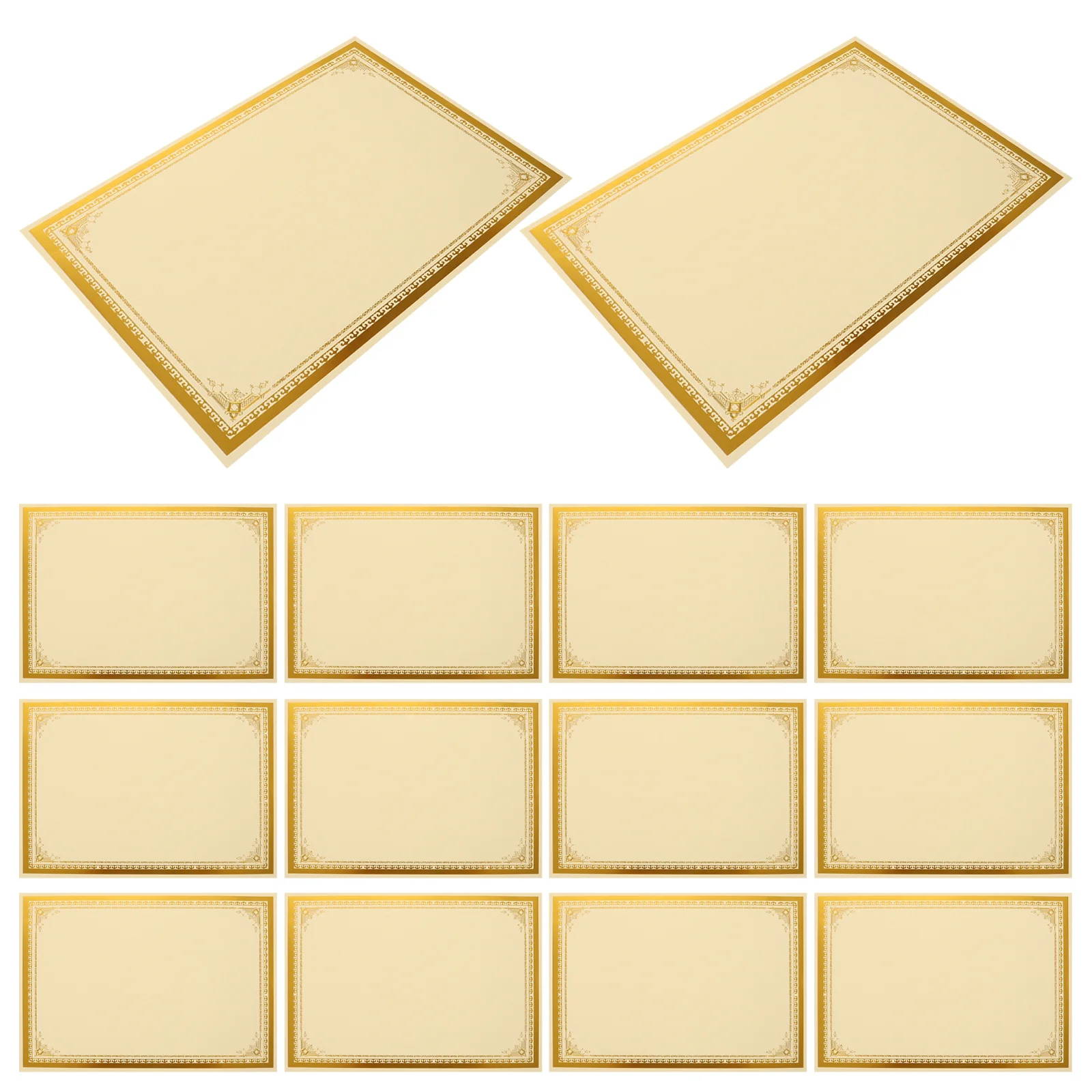 

30Pcs Certificate Inner Page Paper A4 250G Gold Foil Blank Diploma Sheet for Academic Awards Volunteer Appreciation End of Year