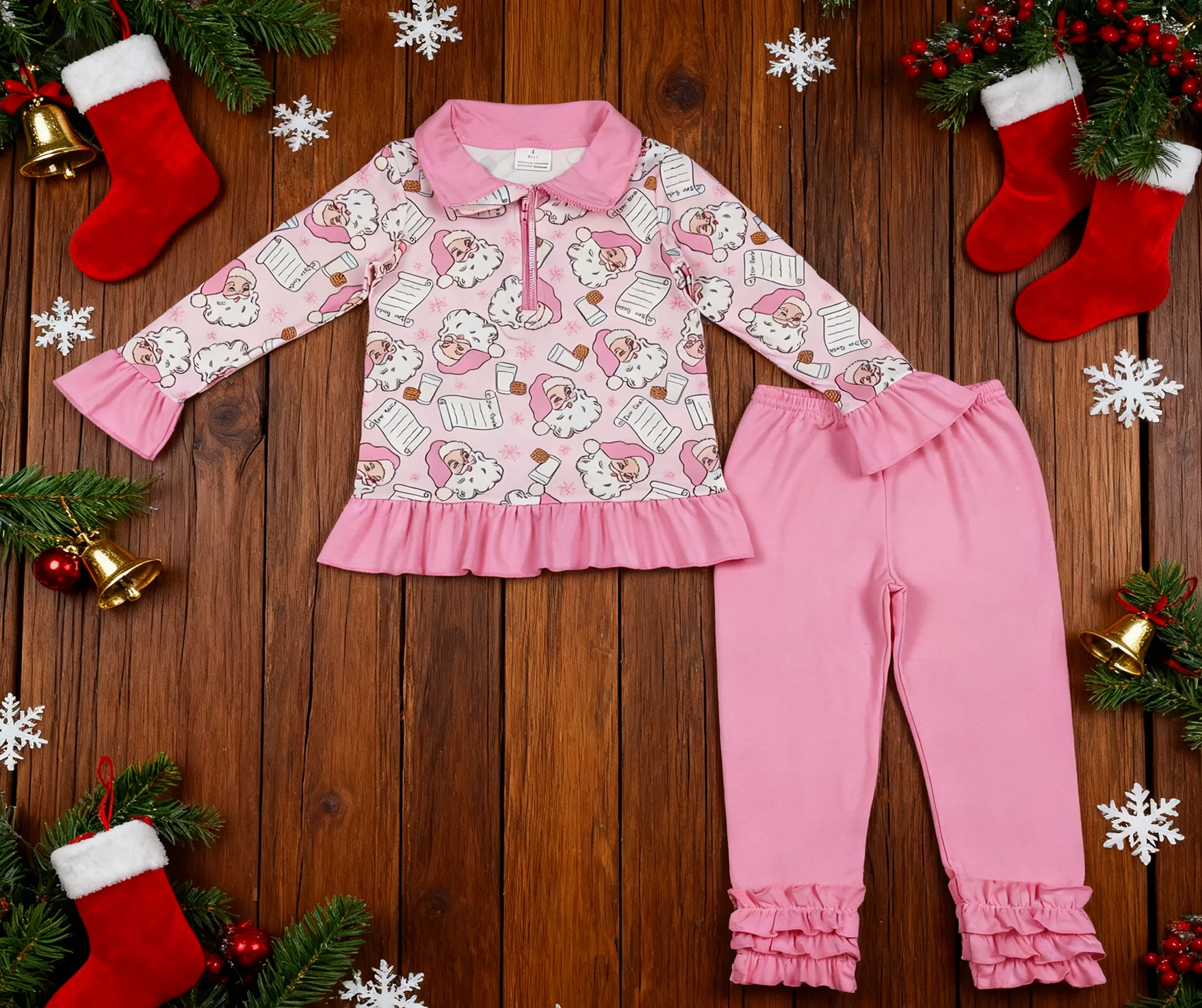 

Z1010-06 GLP2750 Kids Outfit Long Sleeve Top With Pants Set Children Christmas Clothes