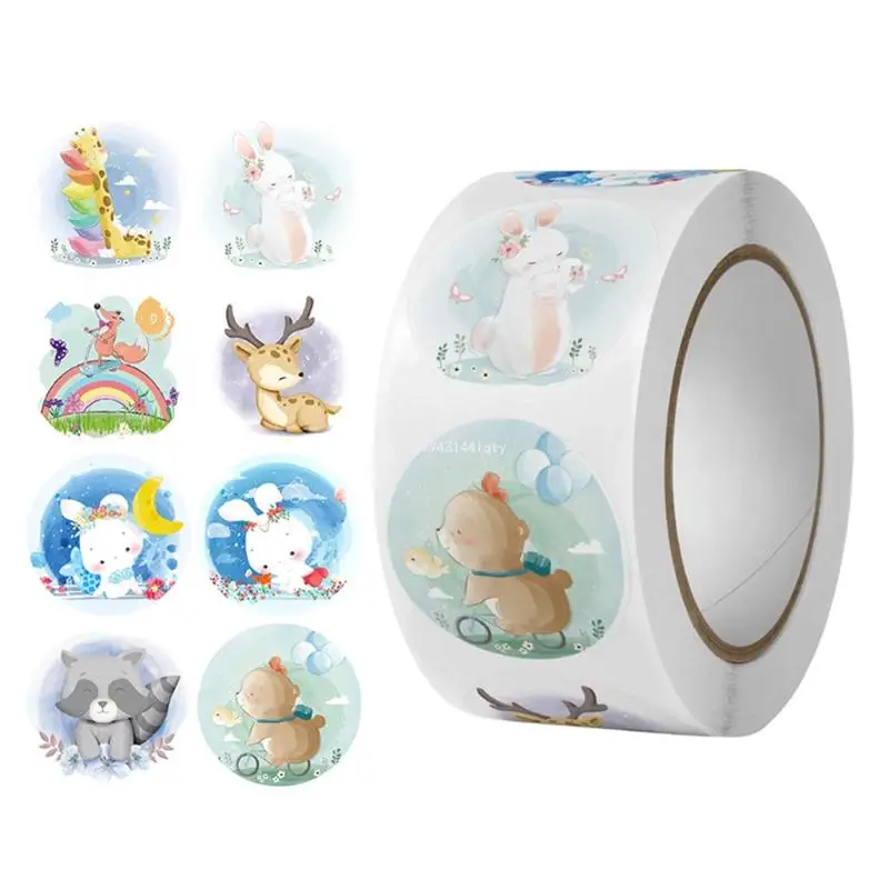 1Roll Cartoon Animal People Laptop Water Bottle Waterproof Sticker Dropship