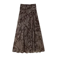 Ruffles Pleated Long Skirts For Women Fashion 2025 New Vintage Printed Midi Skirt High Street Casual Chic Party Skirts - Image 6