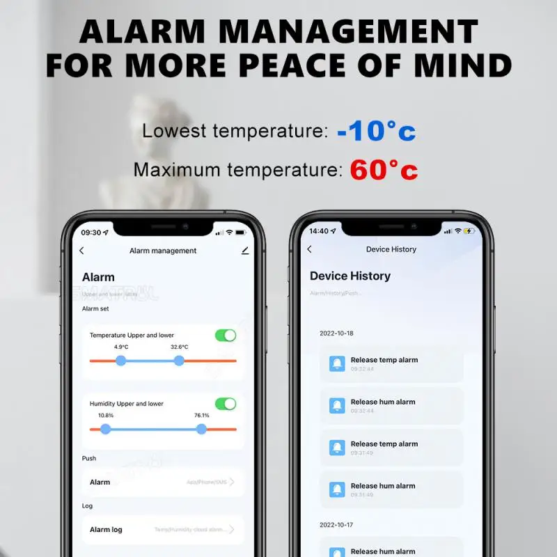 Sensor pintar Tuya nirkabel dalam ruangan, Monitor temperatur dan kelembapan, Sensor nirkabel mendeteksi kelembapan