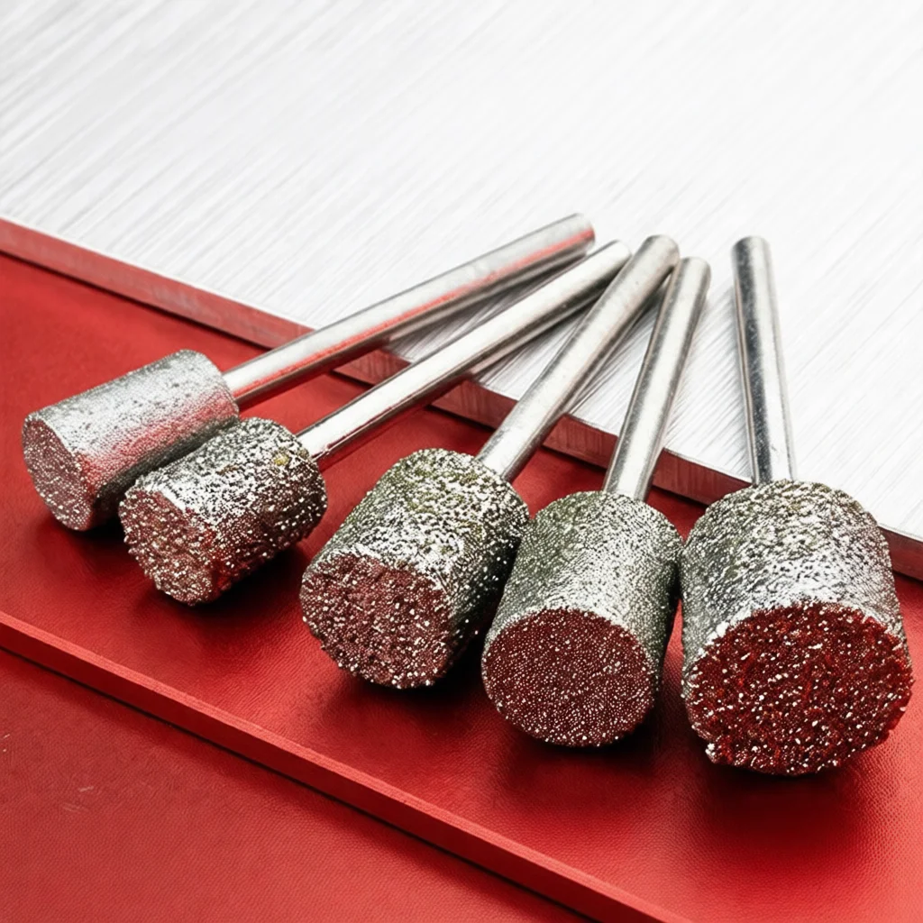Diamond Burr Grinding Head Cylinder Rotary Tool Bits For Jade Gemstone Sculpture Engraving Polishing Arts Crafts Supplies