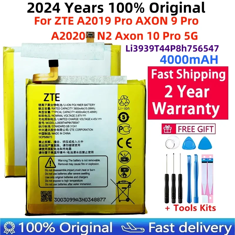 100% Original Replacement Battery Li3939T44P8h756547 4000mAh For ZTE A2020 N2 Axon 10 Pro 5G Phone Batteries Fast Shipping