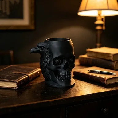 Gothic Skull Eagle 3D Mug Creative Halloween Coffee Tea Cup Desktop Pen Holder Organizer Decor Gift