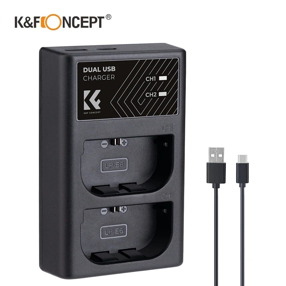 K&F Concept Camera Battery Charger for Canon LP-E6/LP-E6N/LP-E6NH Compatible with Canon EOS R5 EOS R6 EOS R EOS 5D Mark IV 5D